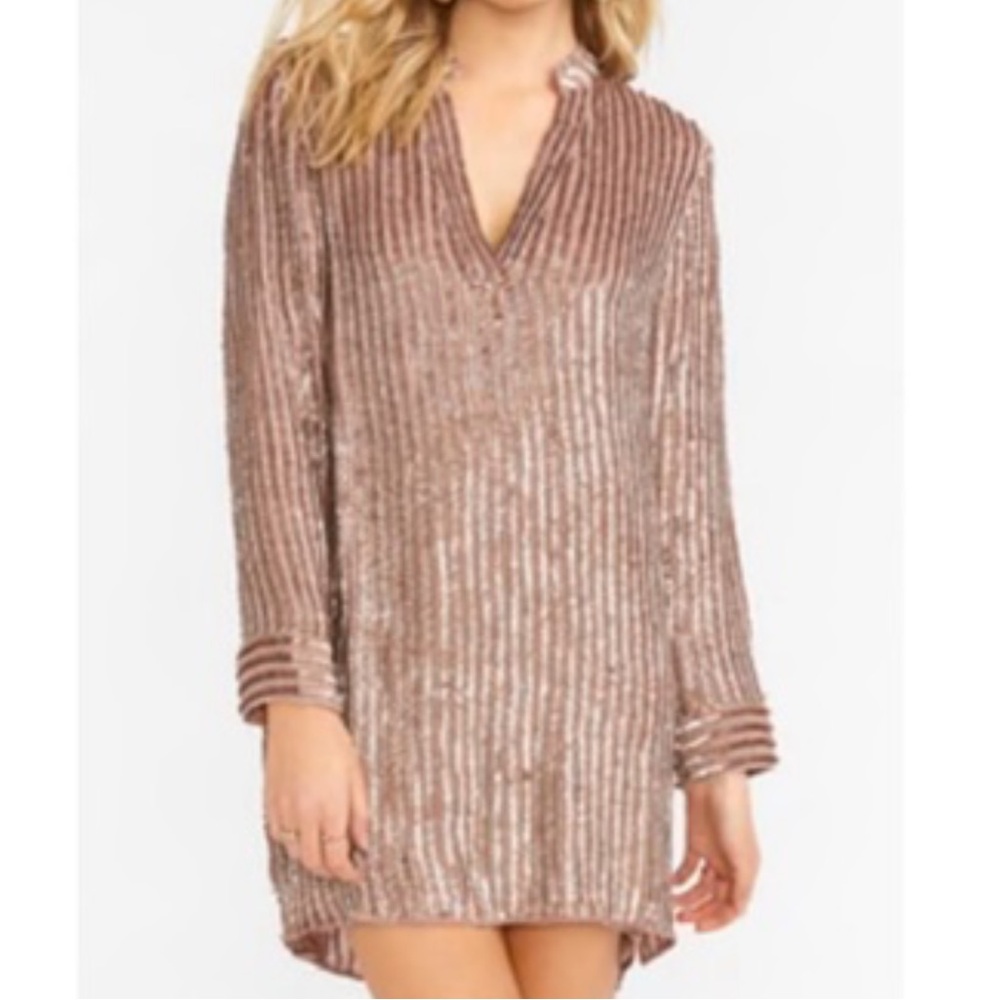 Show Me Your MuMu Metallic Mini Dress in Bronze